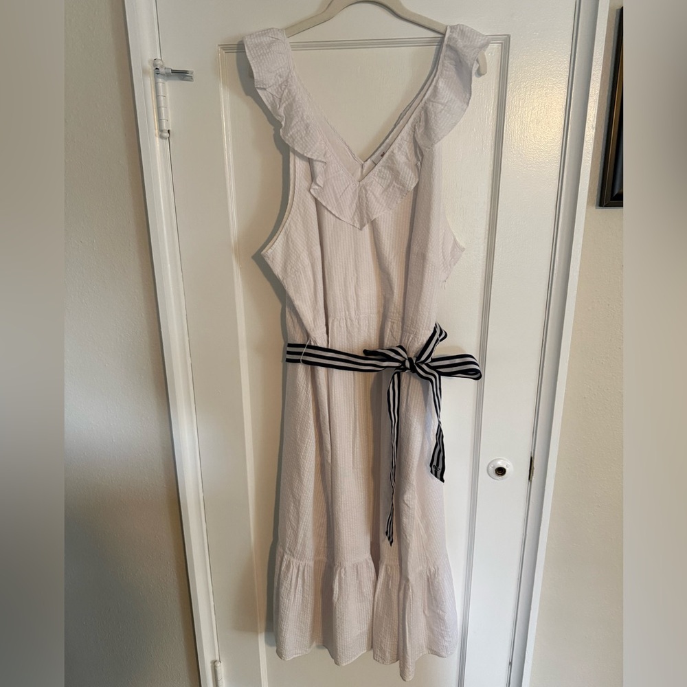 Vineyard Vines for Target White Maxi Dress with Striped Belt Plus Size 3X
